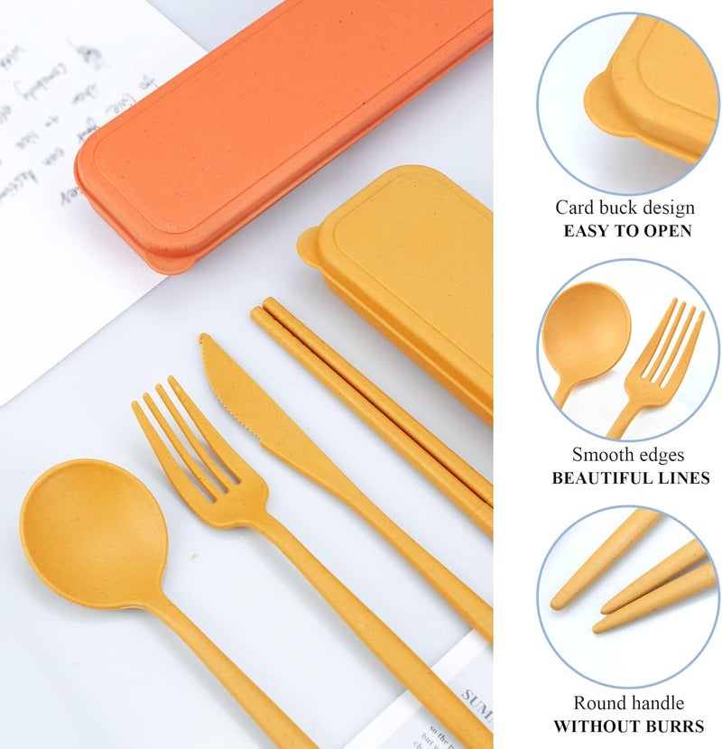 Bukela Travel Utensils with Case, 4 Sets Portable Cutlery Set Chopsticks Knives Fork and Spoon for Lunch Box Accessories, Camping Flatware Sets for Daily Use or Outdoor (4 Colors) - Image 5